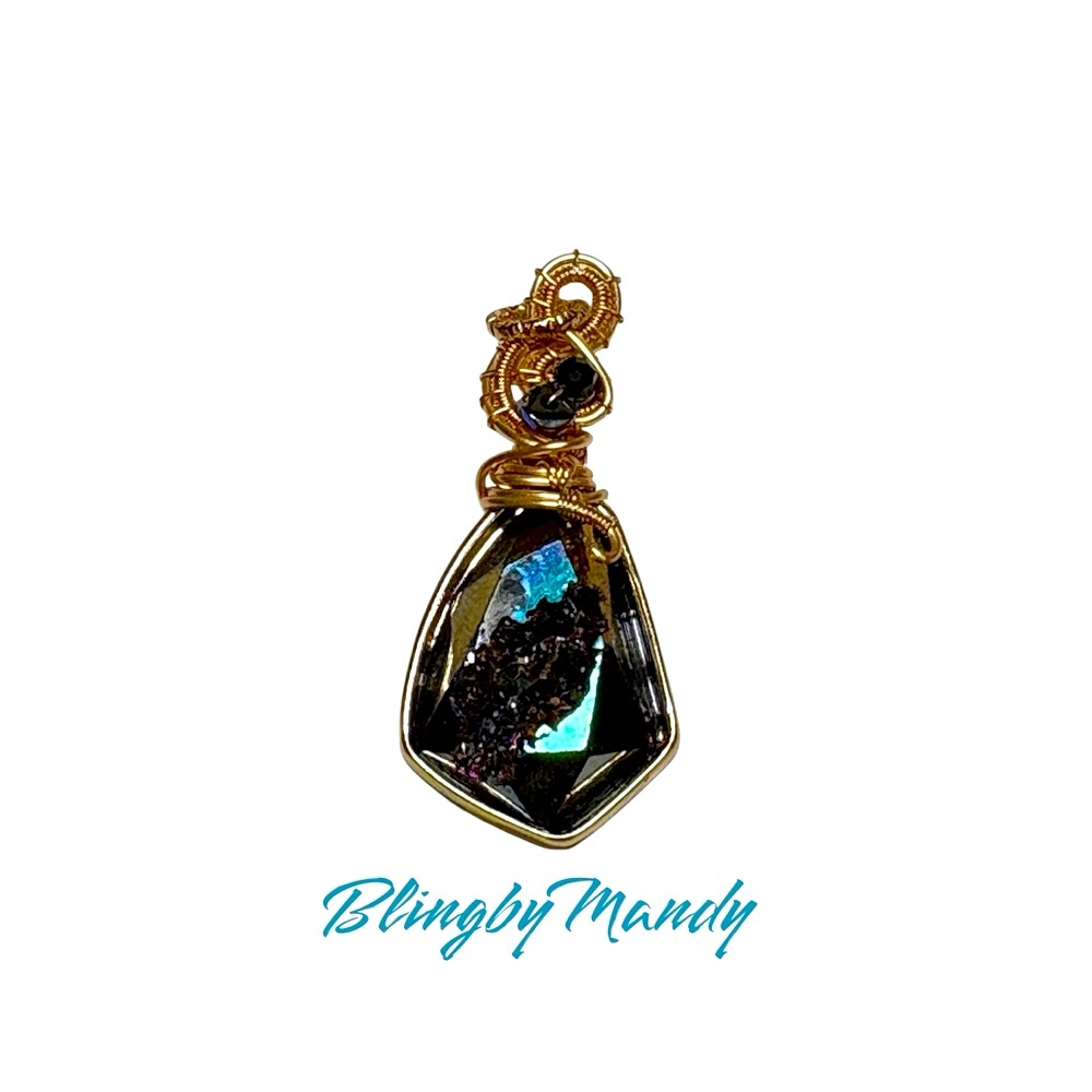🍀Elegant exposed Druzy Gold Pendant Necklace -artisan one of a kind